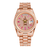 【START】Men's watch Swiss Automatic Mechanical Movement Diamond Watch Waterproof Date Week Function Golden watch