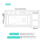 100 CM Large Size Single Slot Stainless Steel Kitchen Sink Multifunctional With Trash Can and Draining Rack Wash Vegetable Basin