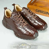 2025 new arrival Fashion Crocodile Belly Skin causal shoes men,male Genuine leather Sneakers 018