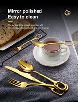 30Pcs Luxury Tableware Set 304 Stainless Steel Knife Fork Spoon Cutlery Set Elegant Dinnerware Set Creativity Hangable Design