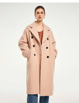 Sheep Wool women's Coat Autumn and Winter French Style Commuter Double-breasted Cashmere Coat Soft Shine Classic Pink Clothes