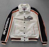 Europe US plus size Men Hip Hop Sheep skin Varsity Jacket Embroidered Diamond Classic Casual Sport genuine leather Coat clothing