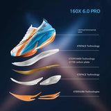 Xtep 160X 6.0 PRO Men's Running Shoes 2024 Champion Racing Carbon Plate Sneakers Professional Marathon 975119110003