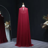 Sharon Said Arabic Burgundy Long Evening Dresses with Cape Beading Elegant Draped Women Wedding Party Gowns SF329 Customized