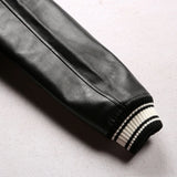 Europe US plus size Men Hip Hop Sheep skin Varsity Jacket Embroidered Diamond Classic Casual Sport genuine leather Coat clothing