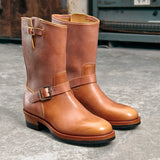 KOWM Cowhide Hiking shoes Brown trekking boots men Engineer's boots workwear goodyear shoes trendy ankle shoes walking sneakers