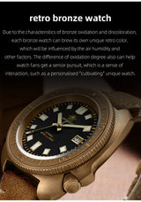ADDIESDIVE AD2104 Retro Men's Watch CUSN8 Bronze Case Sapphire Automatic Mechanical Watch Watches Waterproof Luminous Wristwatch