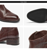 BEAUTODAY Chelsea Boots Women Horse Leather Solid Color Round Toe Zipper Ankle Boots Ladies Shoes Handmade 03D63