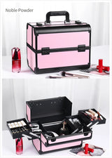Makeup Train Case Aluminum Alloy Case Pedicure Tool Box with Handle Cosmetic Box Portable Makeup Case Organizer
