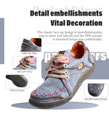 TMA EYES Women's Hand-Stitched Leather Sneakers Lightweight Flat Design Shoes For Women For Autumn Seasons