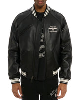 Europe US plus size Men Hip Hop Sheep skin Varsity Jacket Embroidered Diamond Classic Casual Sport genuine leather Coat clothing