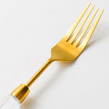 High End Diamond Series Knife, Fork and Spoon Set Flatware, 304 Stainless Steel, Gold and Silver Cutlery Serves 4