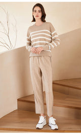 BC-288 High Waisted Pockets Woolen Thick 12Gg 100% Cashmere Women's Pants & Trousers Casual Pants Clothes