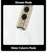 Kitchen Brush Gold Patterned Brass Faucet Pull Out 360 Degree Swivel Hot And Cold Mixer Tap Stream Sprayer Head Single Handle