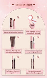 Makeup Case Gift Set Makeup Gift For Girls High Pigmented Lip Gloss BB Cream Eye Shadow Blush Concealer Eyebrow Pencil Cosmetics