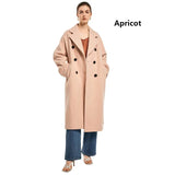 Sheep Wool women's Coat Autumn and Winter French Style Commuter Double-breasted Cashmere Coat Soft Shine Classic Pink Clothes
