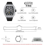Bonest Gatti Men Luxury Automatic Movement Skeleton Mechanical Watch Rubber Band Diamond Bezel Man watch German Design BG-5004