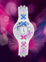 BELLUX Official Design Butterfly Colored Synthetic Gemstone Full Diamond 925 Silver Women's Luxury Watch Fine Jewelry Gift