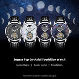 2023 Sugess Top Tourbillon Mens Luxury Watch Tianjin ST8235 Movement Mechanical Wristwatches Sapphire Glass Moonphase Luminous