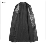 Men's Genuine Cowhide Leather Trench Coat Long Youth Handsome Belted Suit Collar Jacket for Autumn Winter 6XL