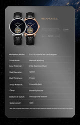 Seagull Tourbillon Men Watch ST8230 Manual Mechanical Vintage Skeleton Wristwatch Elegant Crocodile Strap Relogio Masculion 6144