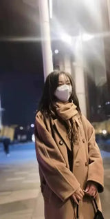 Women 100% Wool Coat For Winter Elegant Beautiful High Grade Brand Blends Double-breasted Office Woolen Overcoat XS With Belt