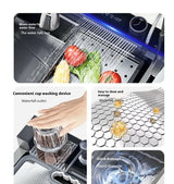 100 CM Large Size Single Slot Stainless Steel Kitchen Sink Multifunctional With Trash Can and Draining Rack Wash Vegetable Basin