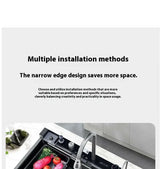 100 CM Large Size Single Slot Stainless Steel Kitchen Sink Multifunctional With Trash Can and Draining Rack Wash Vegetable Basin