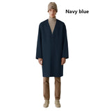 Double-sided cashmere autumn winter men's coat beige V-neck wool new fashion coat loose plus size fat 3XL 100KG warm soft wear