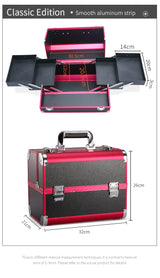Makeup Train Case Aluminum Alloy Case Pedicure Tool Box with Handle Cosmetic Box Portable Makeup Case Organizer
