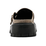 Fashion Khaki Suede Loafers Round Toe Toe Thick Soled Slippers Men's Leather Shoes Party Casual Thick Soled Shoes for Men