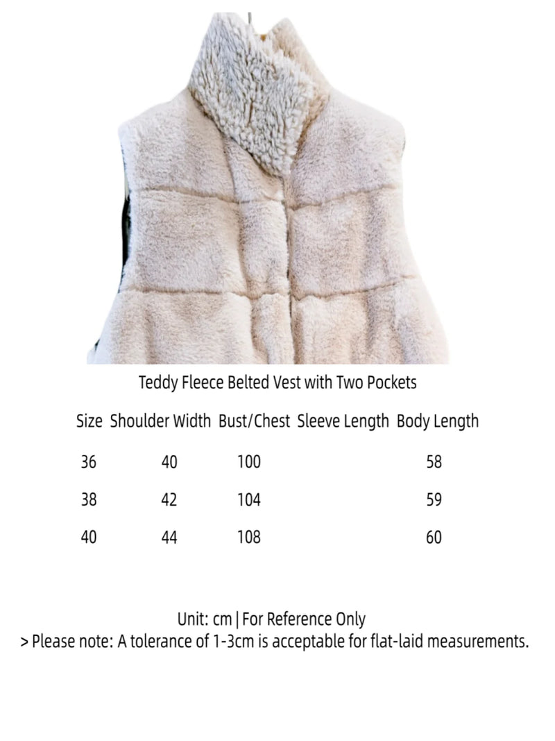 Teddy fleece belted down vest, women's plush waistcoat, brown autumn waistcoat, luxury thermal vest, vintage chic puffer sleeve