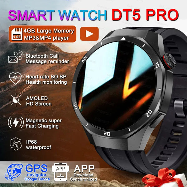 2025New Watch 5 Ultra Smart Watch 4GB Memory GPS Local Music TWS Earphones Fitness Tracker Health Smartwatches For Android iOS