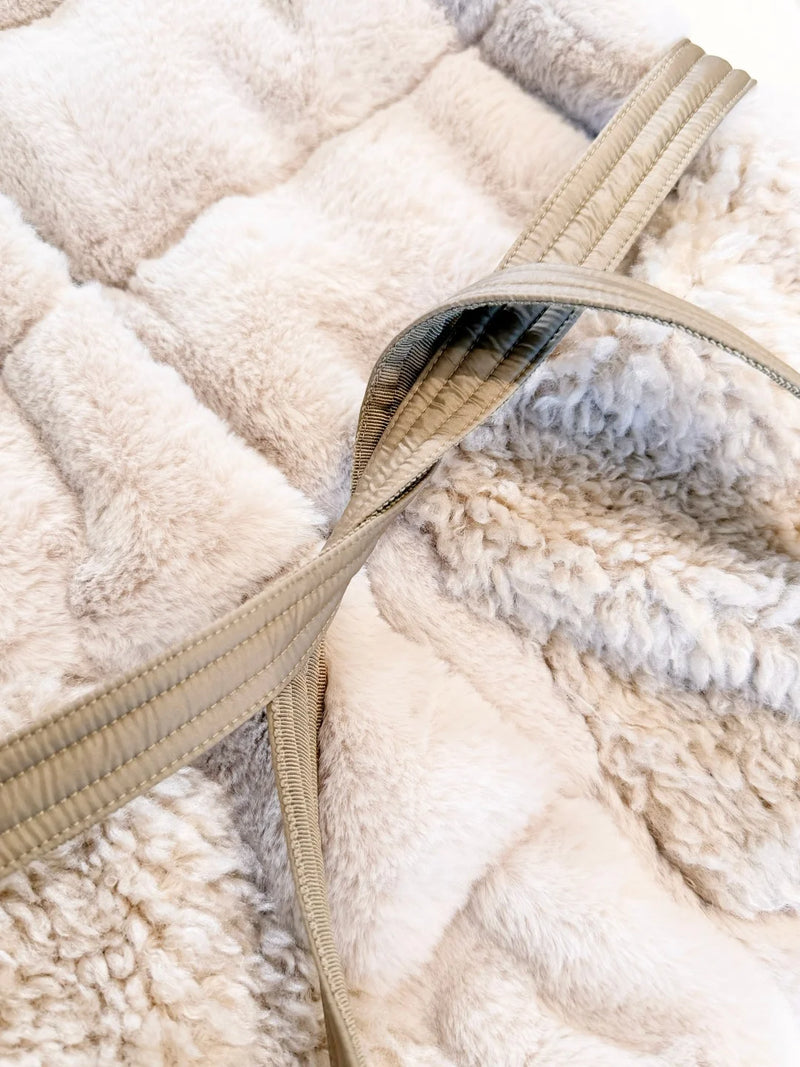 Teddy fleece belted down vest, women's plush waistcoat, brown autumn waistcoat, luxury thermal vest, vintage chic puffer sleeve