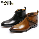 Comfy Genuine Leather Buckle Strap Ankle Boots Men’s Formal Business Office Daily Commute Wedding Party Travel Shoes