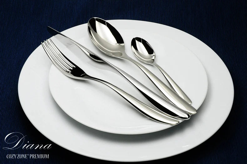 Cozy Zone 24 PCS Cutlery Set Silver Dinner Set Classic Restaurant Stainless Steel Kitchen Wedding Dining Dinnerware Tableware