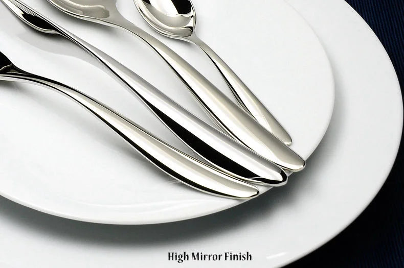 Cozy Zone 24 PCS Cutlery Set Silver Dinner Set Classic Restaurant Stainless Steel Kitchen Wedding Dining Dinnerware Tableware