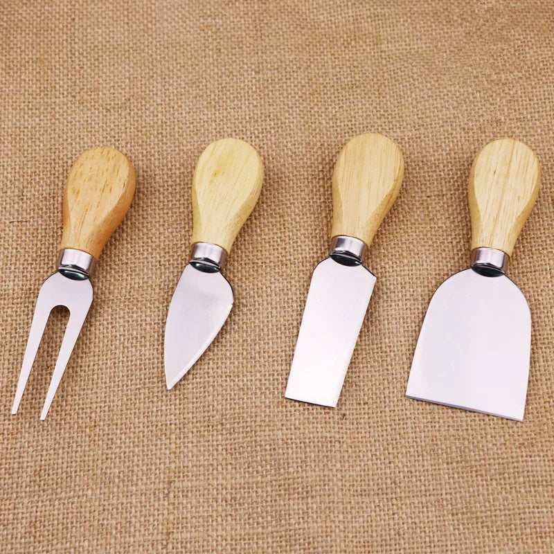 4Pcs/Set Knives Bard Set Oak bamboo wood Handle Cheese Knife slicer Kit Kitchen Cooking Tools cheedse cutter 200set=800pcs