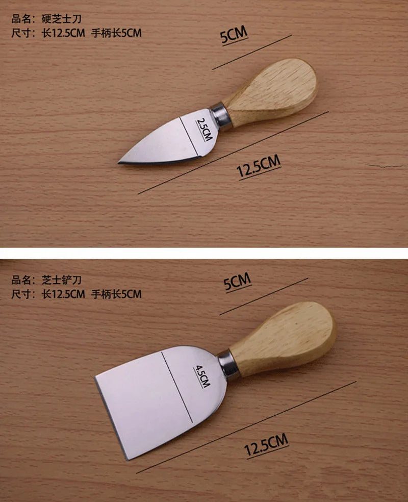 4Pcs/Set Knives Bard Set Oak bamboo wood Handle Cheese Knife slicer Kit Kitchen Cooking Tools cheedse cutter 200set=800pcs