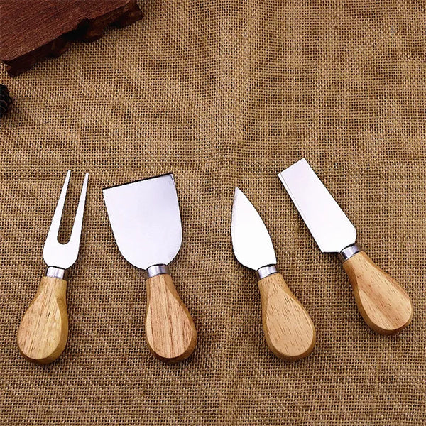 4Pcs/Set Knives Bard Set Oak bamboo wood Handle Cheese Knife slicer Kit Kitchen Cooking Tools cheedse cutter 200set=800pcs