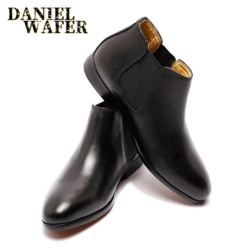Comfy Genuine Leather Buckle Strap Ankle Boots Men’s Formal Business Office Daily Commute Wedding Party Travel Shoes