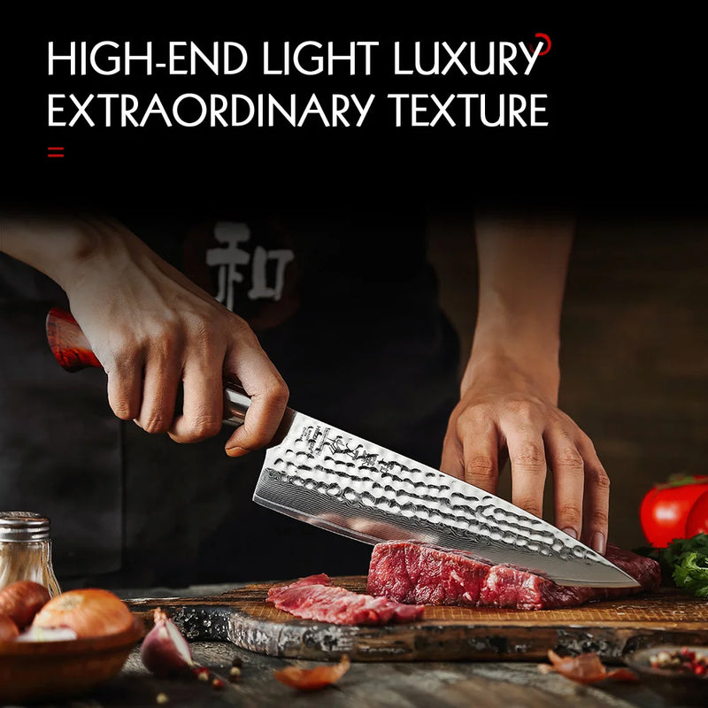 HEZHEN 8.3 Inches Chef Knife Power Steel Core 73 Layer Damascus Steel Kitchen Tools For Maet Cooking Knives Beautiful Gift Box