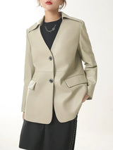 Women's Leather Jacket Coat, Collarless Suit, The First Layer Sheepskin, Lady Leather Coat, Spring and Autumn Fashion