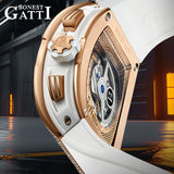 Bonest Gatti Men Luxury Automatic Movement Skeleton Mechanical Watch Rubber Band Diamond Bezel Man watch German Design BG-5004