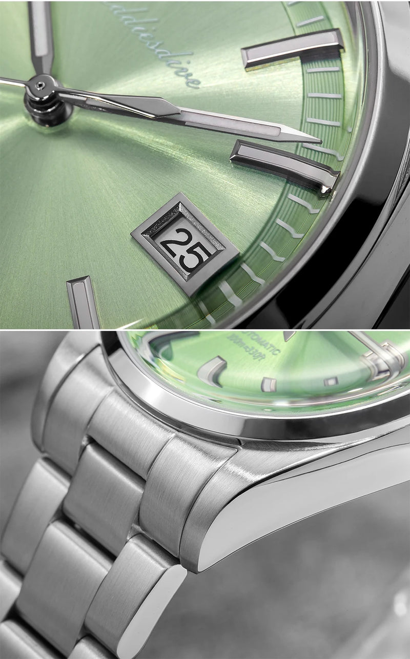 ADDIESDIVE NEW AD2077 Men Mechanical Wristwatches Sunburst Dial AR Coated Coated Dome Glass Waterproof Luxury Automatic Watches