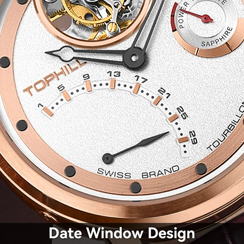 TOPHILL Tourbillon Watch for Men Automatic Movement Luxury watch Power reserve 5Bar Waterproof Sapphire glass