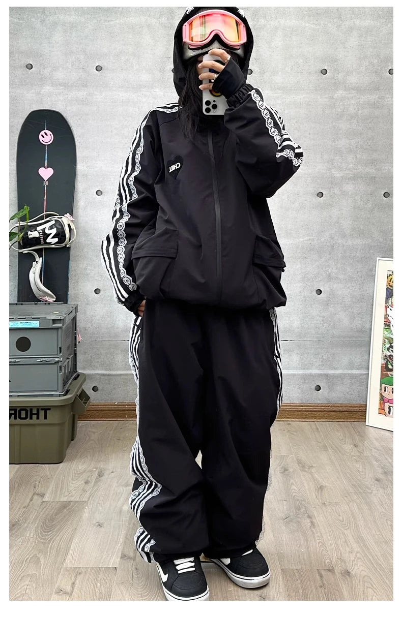 John Snow Fashion Waterproof Ski Suit Warm Breathable Snow Jacket And Pants For Men And Women Outdoor Sports Snowboard Clothing