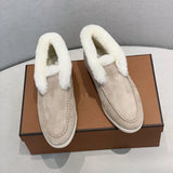 Fur Loafers Flat Shoes Women's Suede Slippers 2025 Quality Casual Shoes Women's Winter Wool Snow Boots
