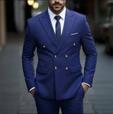 Pantsuit 2 Piece Set For Men Regular Fit Suit Double-Breasted Blazer Mens Office Wedding Outfit Customize