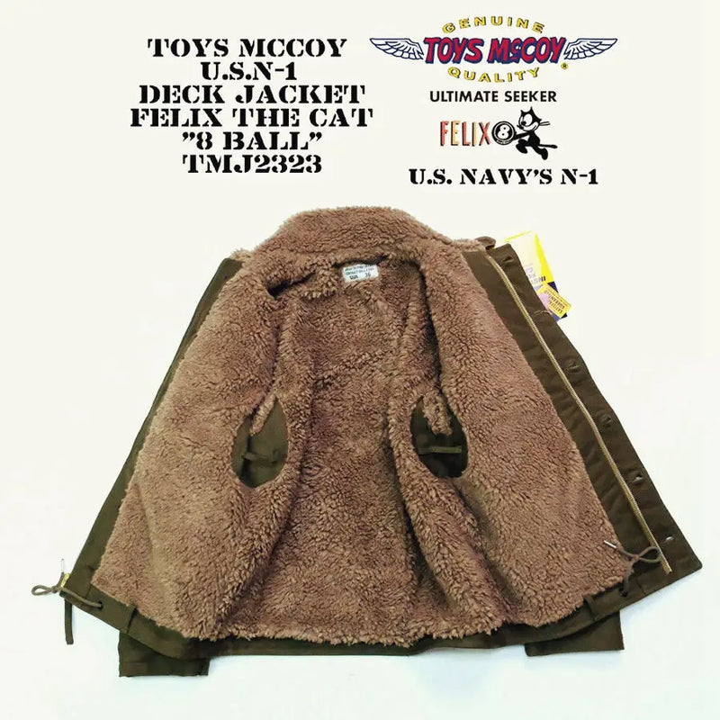 TOYS (Felix) Black "8" US Initial N-1 Navy Model 1943 Deck Clipped Jacket